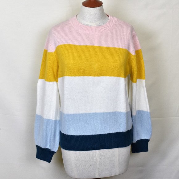 ELODIE Sweater S Multi Color Acrylic Blend Crew Ne - Picture 4 of 7